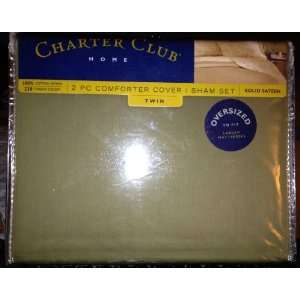  Charter Club 2 Pc Comforter Cover / Sham Set Twin Moss 