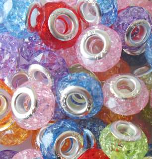 100PCS with broken glass acrylic faceted beads and core fits Charm 