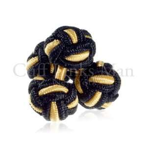  Coal Black & Gold Silk Knot Cuff Links CL SK 0021: Jewelry