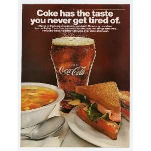  1967 Coke Coca Cola Glass Soup Sandwich Print Ad: Home 