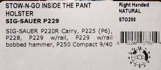   Holster IWB Inside The Pants STO250 SIG 228 229 P220 250 rail  