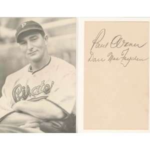  Paul Waner Post Card Autographed / Singed by Paul Waner 
