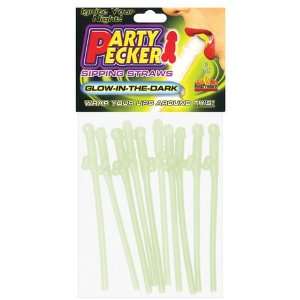  Party pecker sipping straws glow in the dark (10pc bag 
