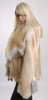 New SAGA Mink Fur jacket w Golden Island Fox collar  