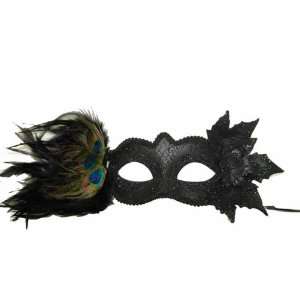  Black Half Mask With Peacock Feathers And Leaves: Home 