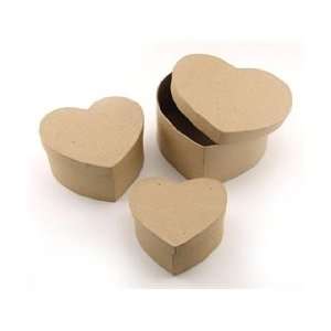  Craft Pedlars Paper Mache Set Box Heart Small Kraft S/3 