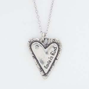 Bob Siemon Pewter Love is Kind, 2.5mm Crystal and 1 Cor. 13:4 Pendant 