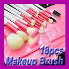 18pcs Eyeshadow Brusher Makeup Brush Set Kit+Pink Case