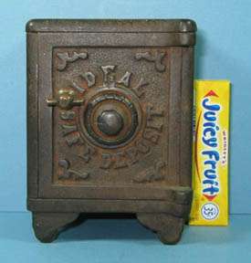 OLD IDEAL SAFE DEPOSIT N/ CAST IRON TOY BANK GUARANTEED AUTHENTIC 