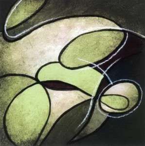 SERPENTINE II Oil Painting 24x24 Modern ABSTRACT Green  
