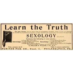  1906 Vintage Ad Sexology Book William H. Walling M.D 