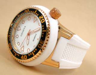 MONSTER WHITE ROSE Silicone Gel Band Mens SUPERSIZE WATCH  