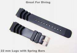   Rubber Black Diver Watch Band Fits SEIKO Divers Watches (P82A)  