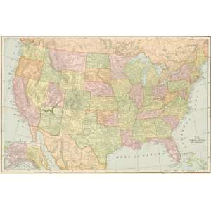  Cram 1899 Antique Map of the United States Office 