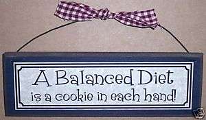 Funny Kitchen Signs Country Home Decor BALANCED DIET  