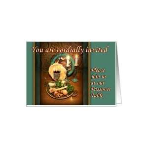  Passover Seder Invitation, Green and Gold Card Health 