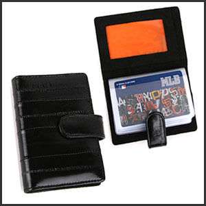 NEW Genuine Eel Skin Leather Credit Card Wallet Black  