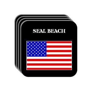 US Flag   Seal Beach, California (CA) Set of 4 Mini Mousepad Coasters