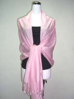 New 100% Pashmina Solid Baby Pink Scarf Shawl Wrap a406  