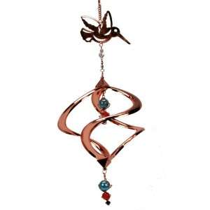  Hummingbird Metal and Glass Copper Colored Hanging Swirl 