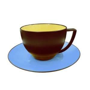  Duo Coffee Cups and Saucer in Curry and Azure (Set of 4 