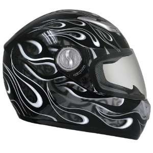  Hawk Black Fire Silver Motorcycle Helmet   Color : silver 