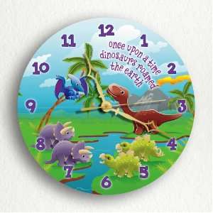  Cute Illustrated Dinosaurs 8 Silent Wall Clock: Home 