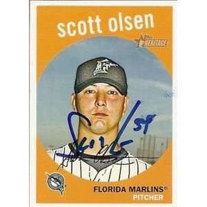  Scott Olsen Signed Marlins 2008 Topps Heritage Card 