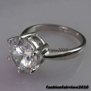 New 18K White Gold GP Swarovski Crystal Solitaire Engagement Wedding 