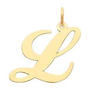  Fancy Cursive Letter L Charm 14K Gold Jewelry
