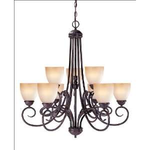   Chandelier   Rustic Bronze Finish  Tinted Scavo Glass Home