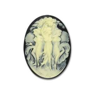   Three Ladies with Flowers Cameo   Ivory and Black