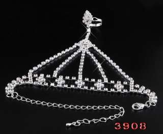Sexy Jewelry set Leaf Ring Braclet Chain 15+10CM Inlay Czech 