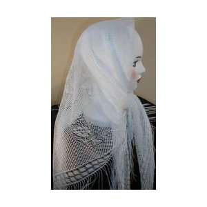  White with Fringes Veil Headcovering 