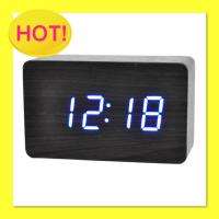Wood Style Alarm Clock w/ Blue LED + Temperature  