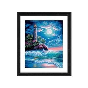  Lighthouse in Moonlight Paint by Number Kit, Frame, & Mat 