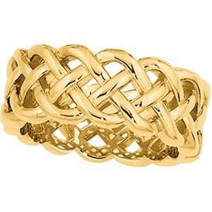  14K White Gold Celtic Wedding Band Ring Size 8: Jewelry