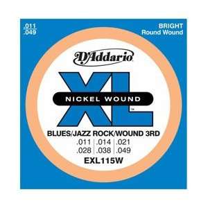  Daddario EXL115W XL Blues/Jazz Rock with Wound 3rd 