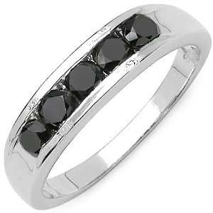    0.90 Carat Genuine Black Diamond Sterling Silver Ring: Jewelry