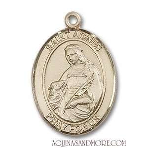 St. Agnes of Rome Large 14kt Gold Medal