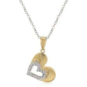    Gold 14kt Plated   Matte Blast Heart Pendant Necklace: Jewelry