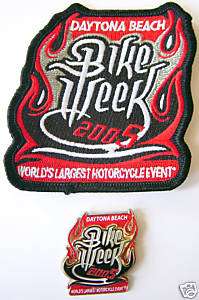 New 2005 Official Daytona Bike Week Cycle Patch & Pin  