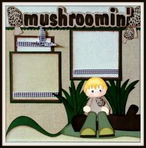 MOMZ DDD Mushroom hunting picking premade scrapbook pages paper 