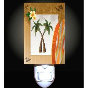  Bamboo Palm Tree Surfer Night Light: Home Improvement