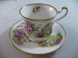 ROSINA QUEENS BONE CHINA COTTAGE & FLOWERS CUP & SAUCER  