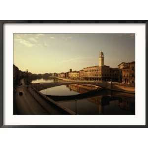  River Arno and Ponte Di Mezzo, Venice, Italy Places Framed 