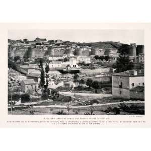  1929 Halftone Print Avila Spain Cityscape Medieval Round 