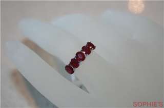 Natural Ruby Oval Cut 5 Stone Anniversary Ring In Solid 14K White Gold 