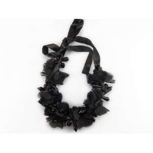   Ribbon Fabric Ruffle Design Teardrop Ribbon Tie Necklace Jewelry