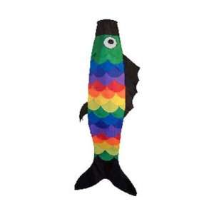 In The Breeze Quality Fabric Rainbow Scales Fish Windsock 24 inch X 60 